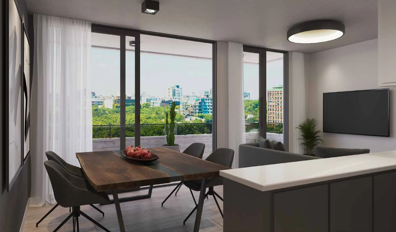 Estar comedor con cocina integrada
