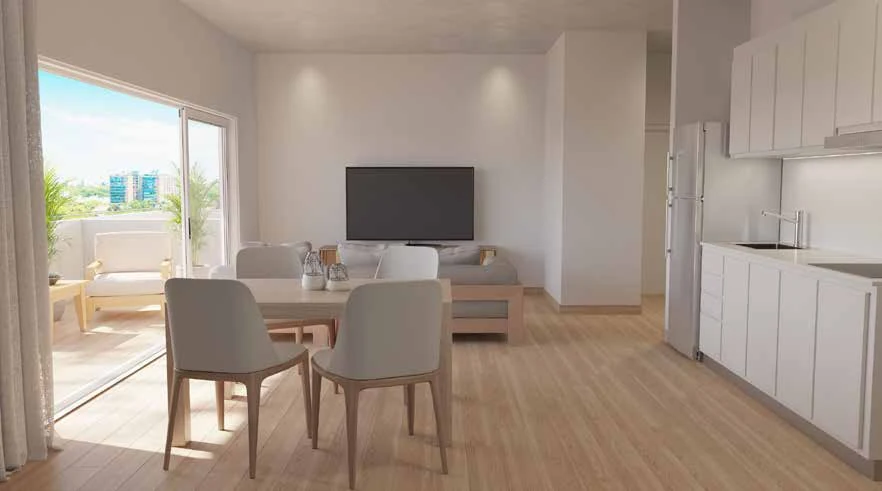 Estar comedor con cocina integrada