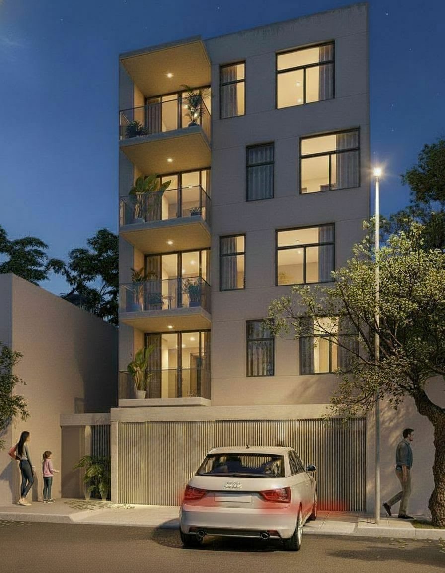 Fachada de Laprida 2475 de noche